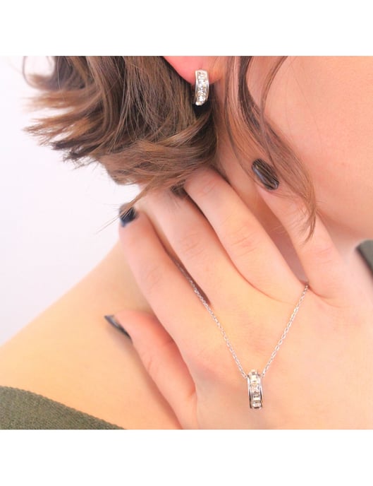 Conjuntos de aros cuadrados - Plata y cristal - Image 2
