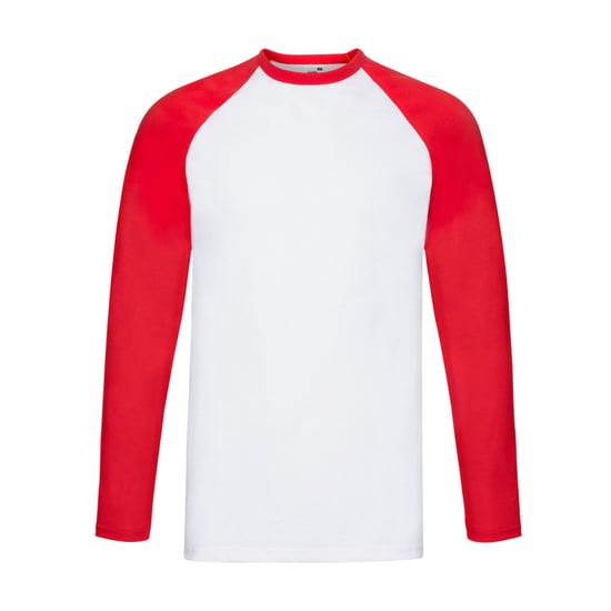 Fruit of the Loom Mens Contrast Long-Sleeved Baseball T-Shirt (White/Red) - Image 1