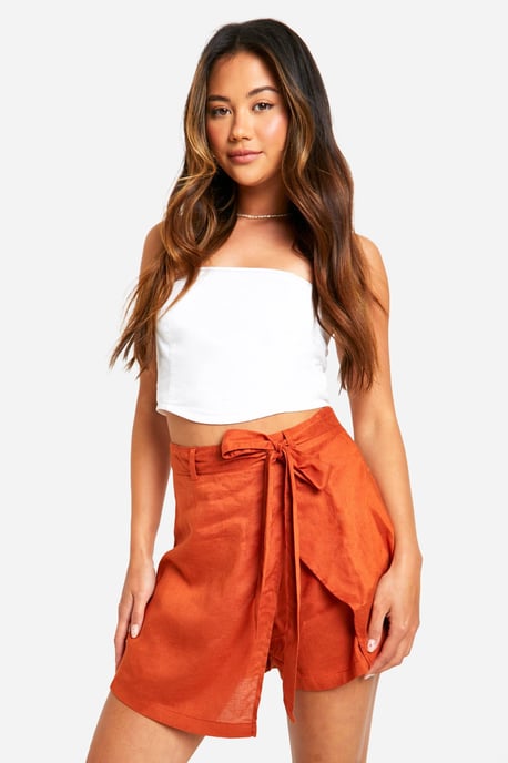 Linen Look Belted Skort - Image 1