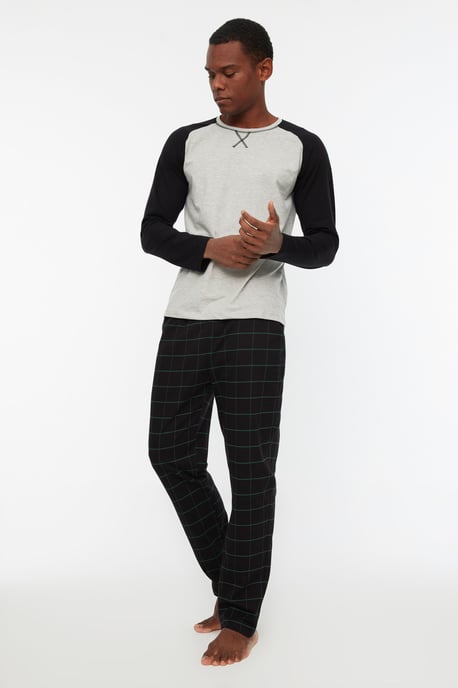 Trendyol Men's Raglan Sleeve Crew neck Pajama Set - Image 2