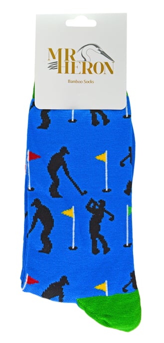 Mr Heron - Calcetines de Golf Divertidos para Hombre - Golfistas (Azul) - Image 2