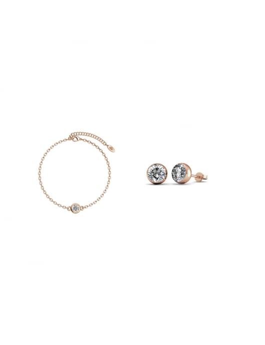 Conjunto Luna con Piedra de Nacimiento - Oro rosa y Cristal - Image 1
