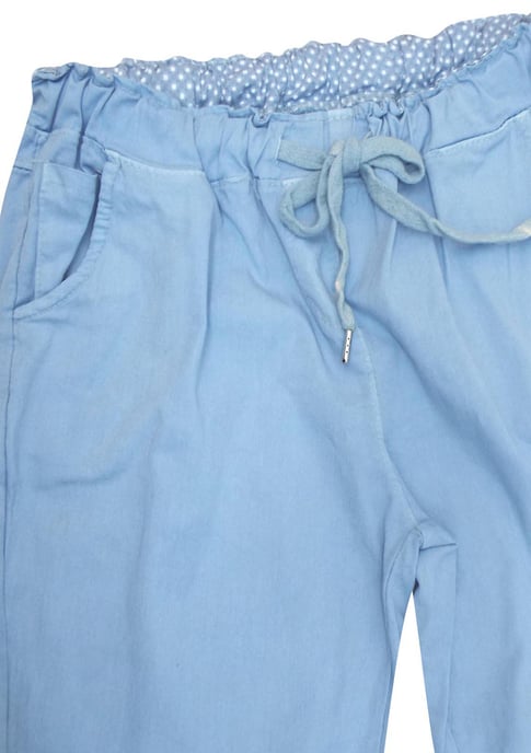 Tie Front Cotton Roll Hem Trousers - Image 4