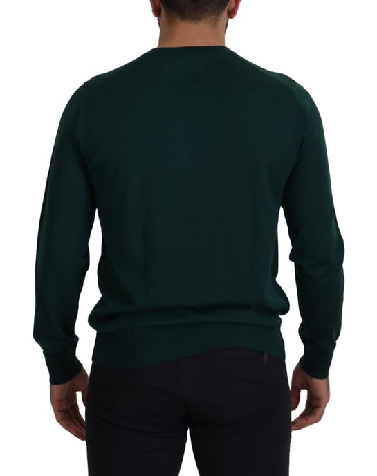 Suéter de hombre de cuello redondo de cashmere verde Dolce & Gabbana - Image 3
