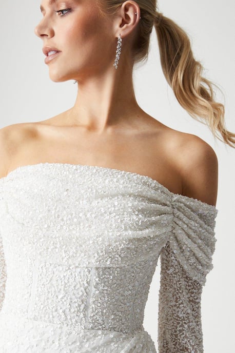 Bardot Long Sleeve Wrap Skirt Mini Dress - Image 4