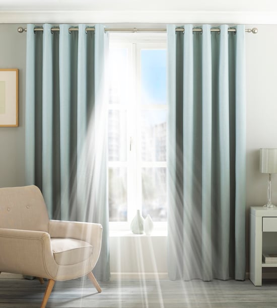 Cortinas Opacas con Ojetes Twilight en Color Verde Agua - Image 1