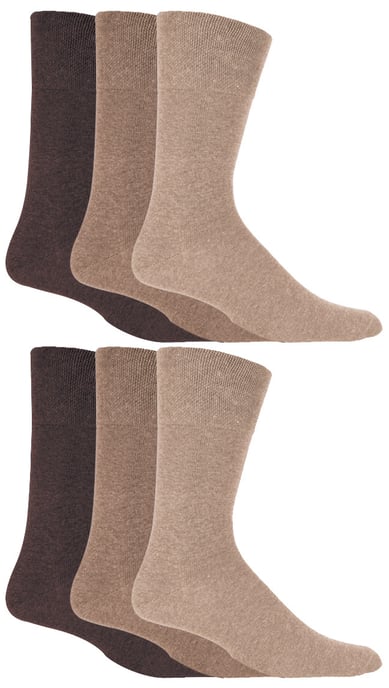 Gentle Grip - Calcetín diabético multiempaque de 6 pares para hombre con parte superior de peine de miel y costuras de los dedos unidas a mano - Marrón - Image 1