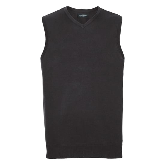 Russell Collection Mens V-Neck Sleevless Knitted Pullover Top / Jumper (Black) - Image 1