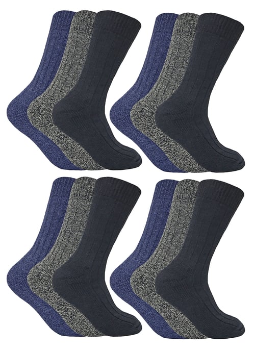 Sock Snob - 12 Pares de Calcetines de Lana para Senderismo - Azul - Image 1