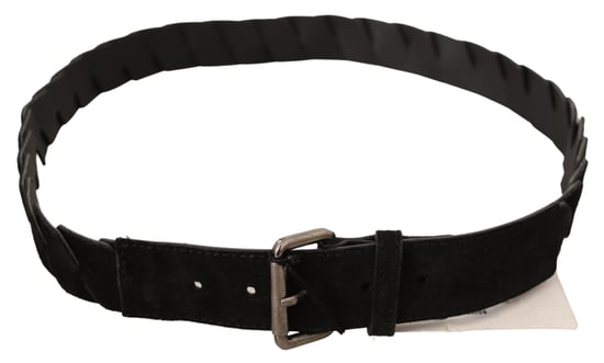 GF Ferre Men's Black WX Silver Tone Buckle Waist Belt