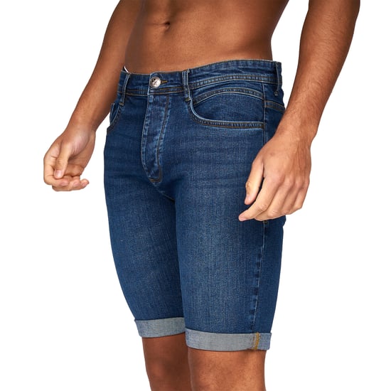 Crosshatch Mens Tadcaster Denim Shorts (Mid Wash) - Image 1