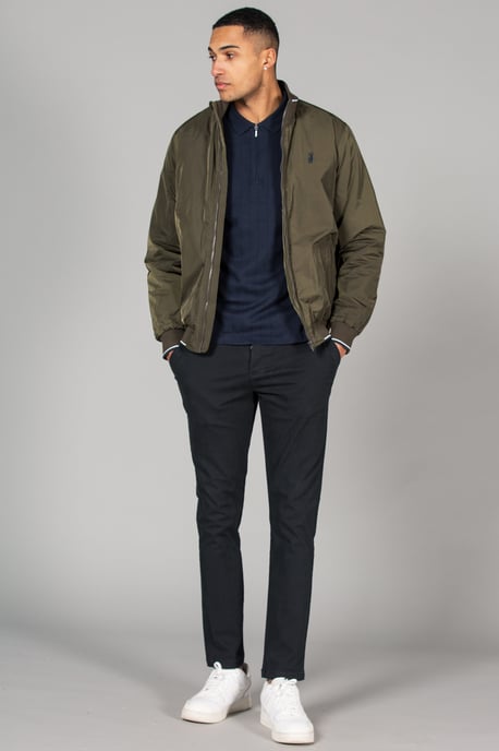 Khaki Funnel Neck Zip Jacket