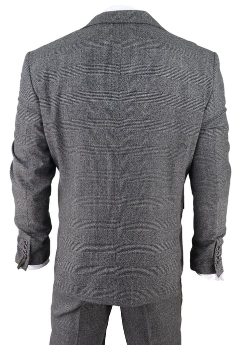 Traje de tres piezas gris para hombre, traje de boda clásico a medida con cuadros Príncipe de Gales - Image 6