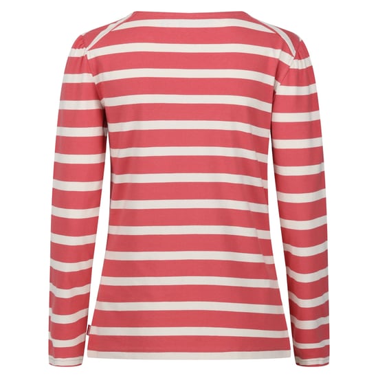 Regatta Womens/Ladies Federica Stripe Long-Sleeved T-Shirt (Mineral Red/Light Vanilla)