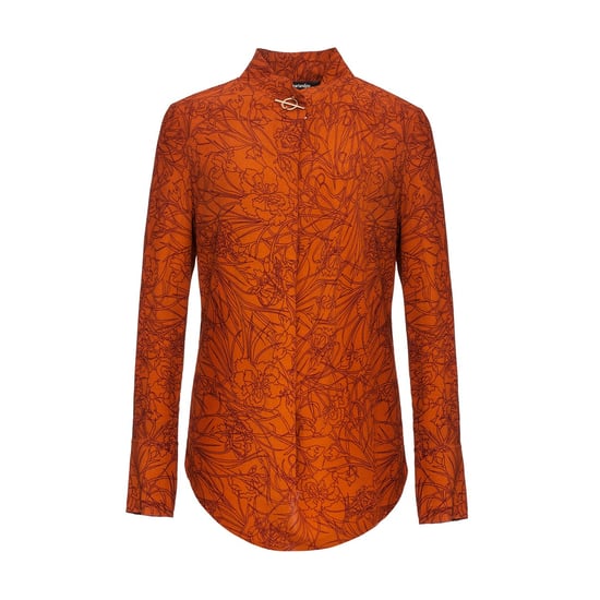 Crossed collar blouse with linear floral print - Image 5