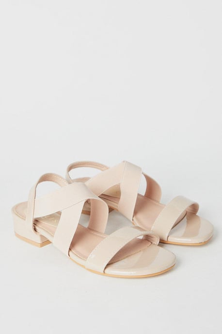 Sydney Elastic Cross Strap Low Heel Sandals