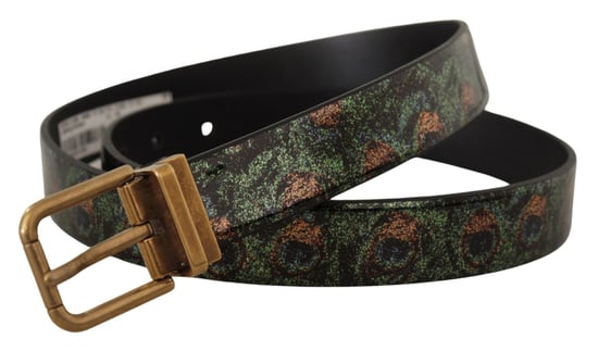 Dolce & Gabbana Men's Multicolor Leather Vernice Pavone Bronze Metal Belt