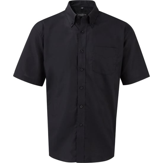 Russell Collection Mens Short Sleeve Easy Care Oxford Shirt (Black) - Image 1