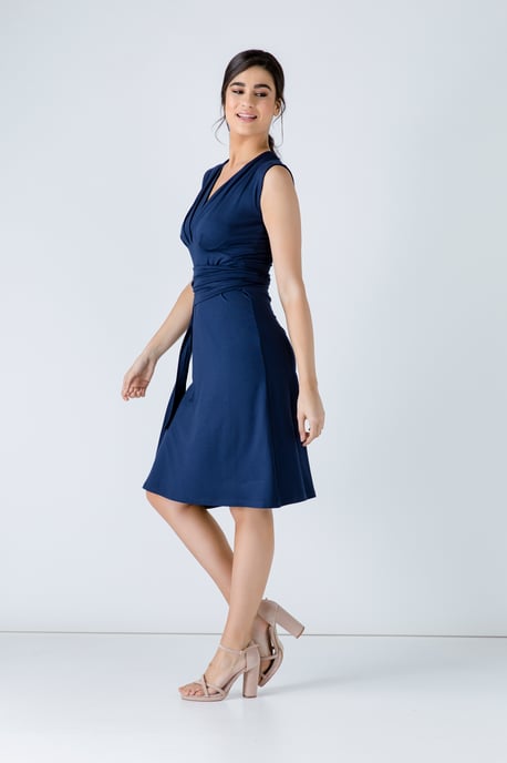 Sleeveless Empire Line Dress in Navy