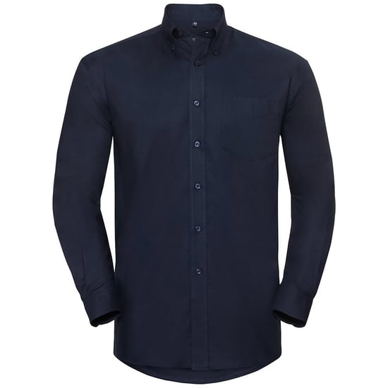 Russell Collection Mens Long Sleeve Easy Care Oxford Shirt (Bright Navy)