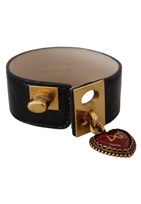 Pulsera De Llavero De Corazon De Cuero Negro - Image 3