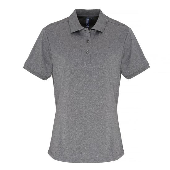 Premier Womens/Ladies Coolchecker Short Sleeve Pique Polo T-Shirt (Grey Melange) - Image 1