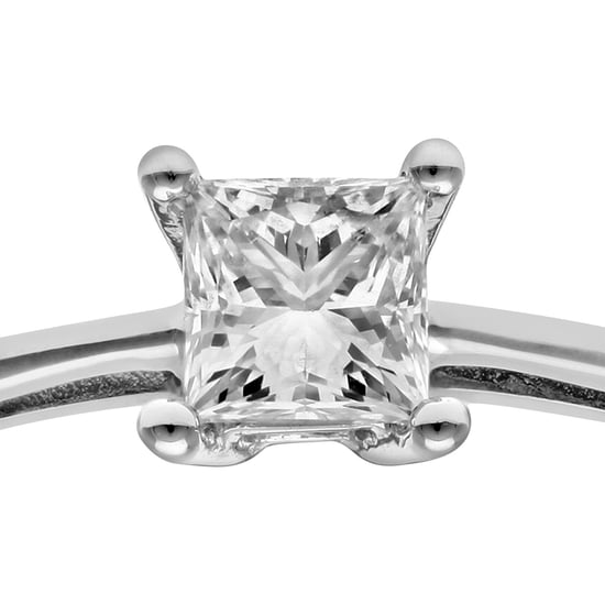 Anillo de compromiso con diamantes de talla princesa J/I con certificación de 1/3 quilate en oro blanco de 18 quilates - Image 4