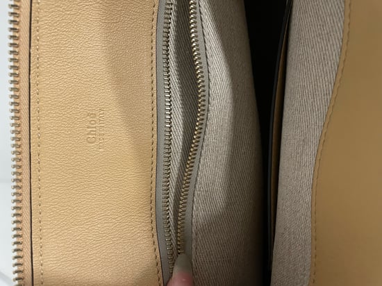 Chloe Edith Fringe Medium Day Bag in Beige Linen and Tan Calfskin Leather - Image 5