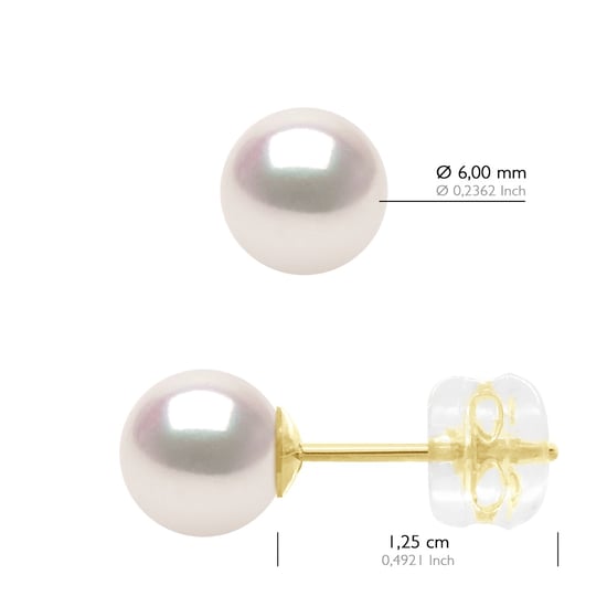 Earrings in Yellow Gold 750 and Real Cultured Pearls Akoya Japanese Certified Round 6-7 mm - Image 2