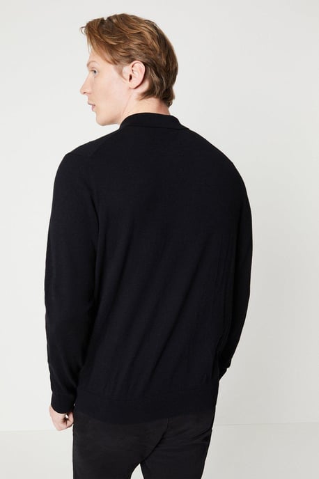 Cotton Rich Long Sleeve Knitted Polo