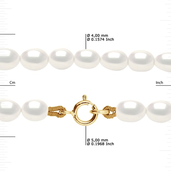 DIADEMA - Bracelet - Real Freshwater Pearls - White - Yellow Gold