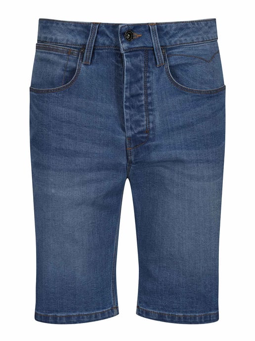 Luke 1977 Men's Short Edward Mid Blue Wash Denim Shorts in Blue