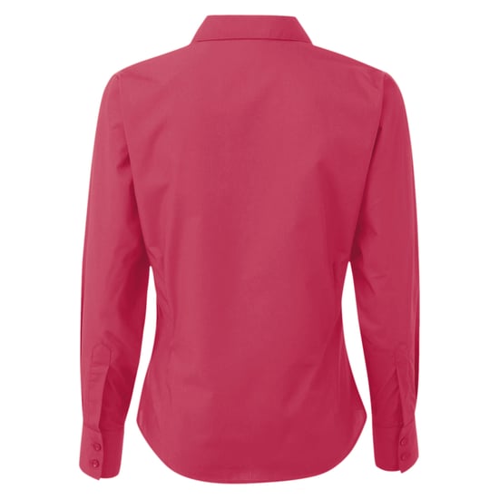 Premier Womens/Ladies Poplin Long-Sleeved Blouse (Hot Pink) - Image 2