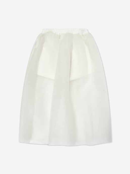 Mama Luma Girls Long Tulle Skirt in White