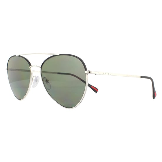 Prada Sport Sunglasses 50SS GAQ5X1 Silver Black Green Polarized