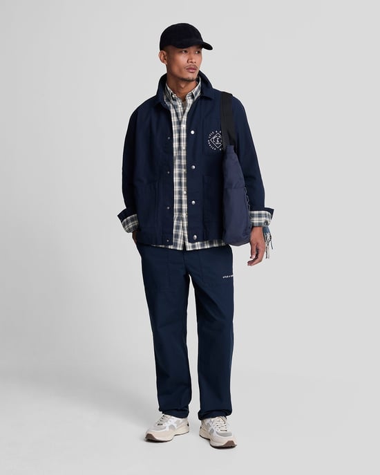 Camisa de manga larga de popelín a cuadros lavados Cove/azul marino oscuro de Lyle & Scott - Image 2