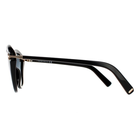 Gafas de sol de mujer Tom Ford Cat Eye en negro brillante con degradado ahumado. - Image 3