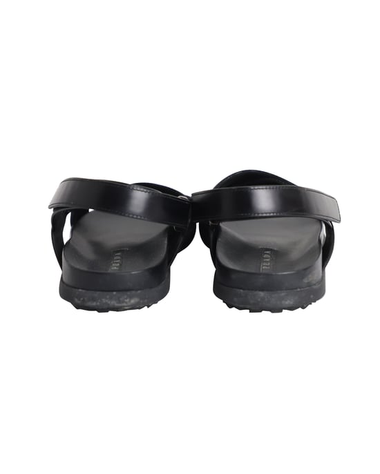 Prada Logo Strap Crisscross Sandals in Black Leather - Image 4