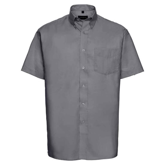 Russell Collection Mens Classic Oxford Short-Sleeved Shirt (Silver) - Image 1