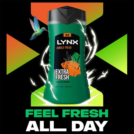 Lynx 3in1 Body, Face & Hair Wash Shower Gel Extra Fresh Jungle Fresh 500ml, 3pk