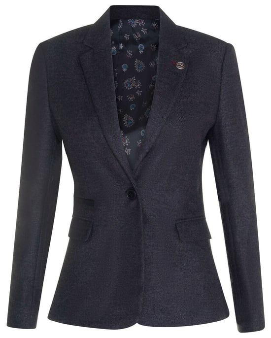 Blazer de lana negra con diseño de espiga de tweed para mujer, años 20 - Image 1