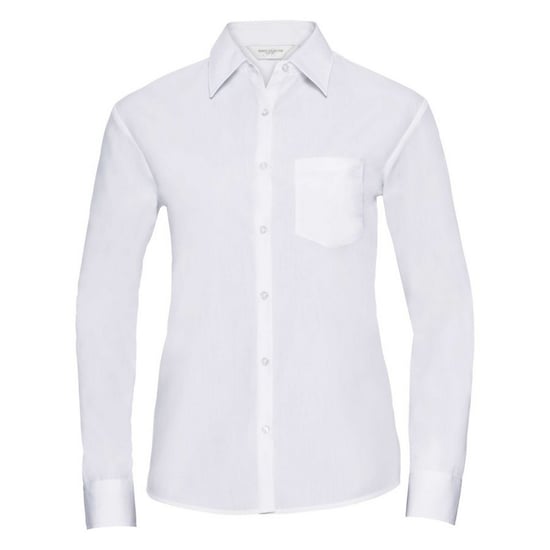 Russell Collection Womens/Ladies Poplin Easy-Care Long-Sleeved Formal Shirt (White) - Image 1