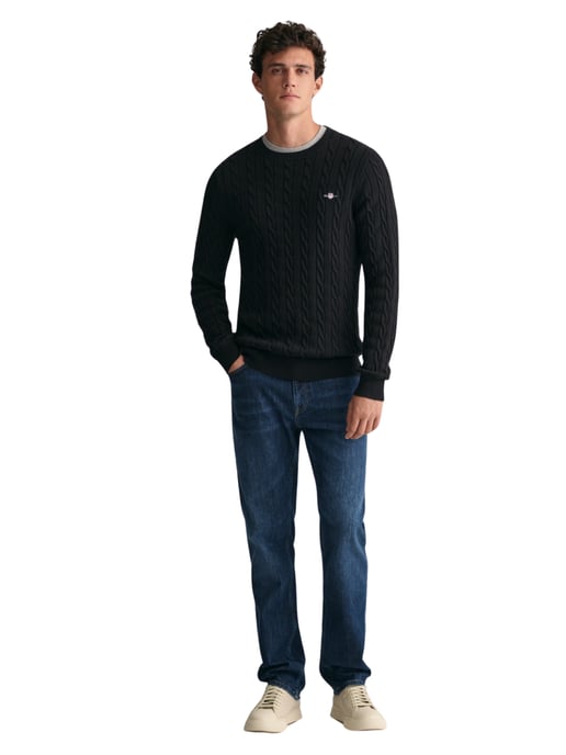 GANT Mens Cotton Cable Knit Crew Neck Jumper - Image 5