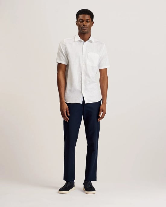 Camisa de manga corta de lino para hombre Ted Baker Palomas - Image 2