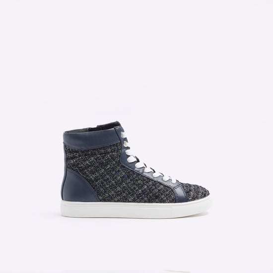 River Island Womens Trainers Navy Boucle High Top
