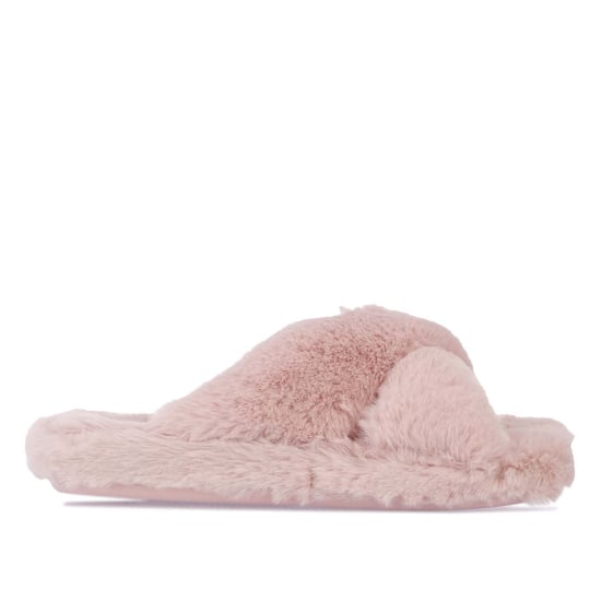 Chanclas de mujer Ted Baker Lopply Faux Fur Crossover en rosa oscuro - Image 1