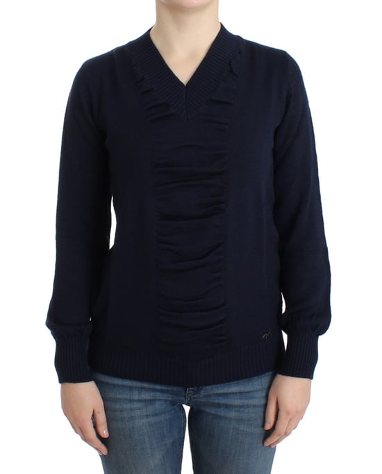 Suéter de lana azul oscuro de pico para mujer de Costume National - Image 1