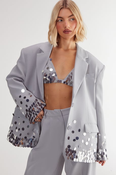 Hand Embellished Ombre Sequin Blazer