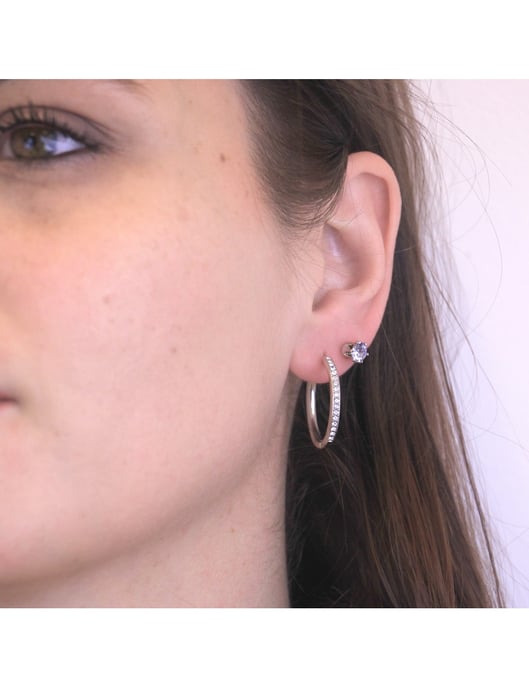 Pendientes Avril con piedra de nacimiento - Oro rosa y cristal - Image 3