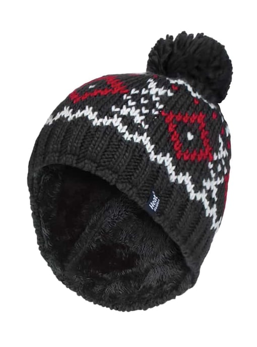 Mens Fleece Lined Thermal Winter Warm Beanie Bobble Hat with Pom Pom - Image 1